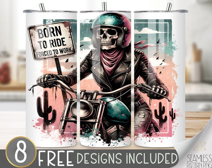 Seamless Motorcycle Wrap Tumbler, Motor Bike Tumbler, Tumbler Wrap For Girl, Motorcycle Tumbler Png, 300 Dpi Motorcycle Sublimation Tumbler