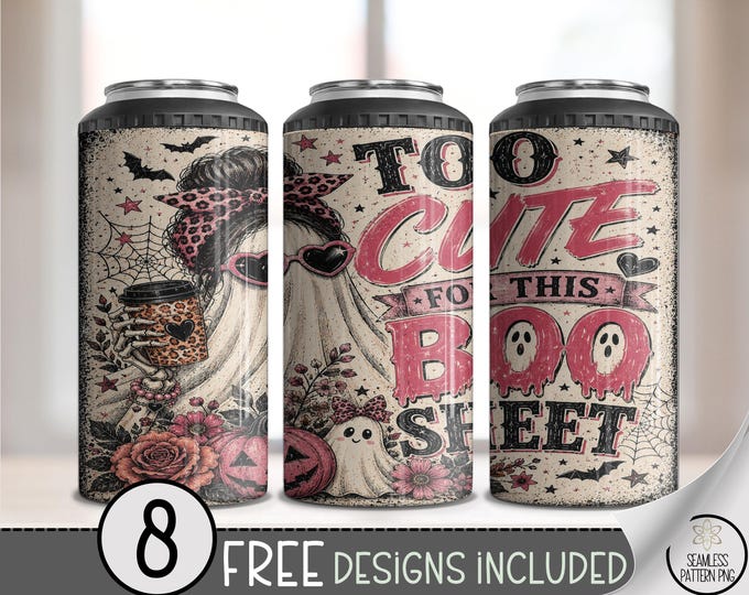 Halloween Ghost Girl 4-in-1 Can Cooler Wrap, Spooky Sublimation Design, Digital Download, B10343