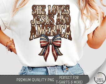 She Loves Jesus And America, T-Shirt Sublimation Design, She Loves America, Digital Download, PNG, B955