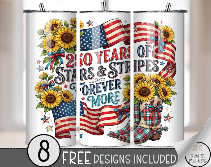 Patriotic Anniversary 20 oz Tumbler Wrap, 4th of July Sublimation Design for Straight Tumblers, Americana PNG Files, B10145