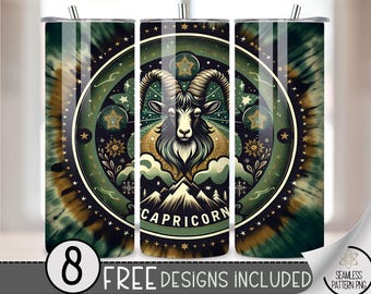 Tie Dye Zodiac Tumbler Wrap, Capricorn 20 Oz Skinny Tumbler Sublimation Design Astrology Sign, Zodiac Signs Tumbler PNG, Astrology Tumbler