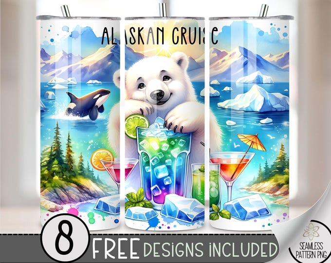 Alaska Cruise Ship Tumbler Wrap, Cruise and Booze 20oz Skinny Sublimation, Alaskan Cruise Tumbler Design, Cruise Sublimation Design, A185
