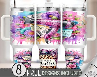 Hairstylist 40oz Tumbler Wrap, Hairdresser 40 OZ Sublimation Design,Salon Worker Appreciation 40oz Quencher Tumbler File,Affirmations A244