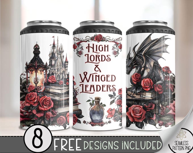 Dark Romance 4 in 1 Can Cooler Wrap, Dragon Smut 4in1 Tumbler PNG, Book Lover 16 Oz Can Cooler Sublimation Design, Bookish Hard Can PNG, A85