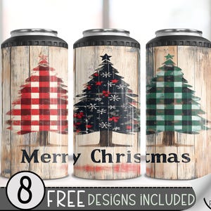 Rustic Christmas 4in1 Can Cooler Wrap, Country Sublimation Design, Xmas 16 Oz Slim,Merry Christmas 4 in 1 Tumbler Png,Plaid 16 Oz Can Cooler