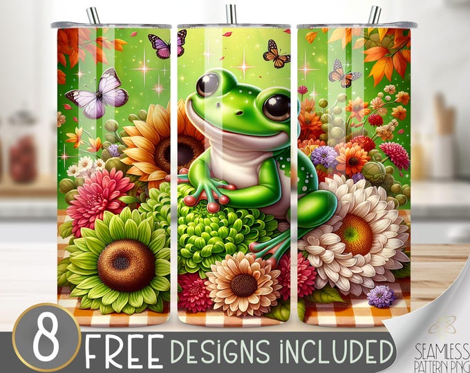 Frog Tumbler Wrap, Frog Tumbler Design, Cute Frog Tumbler, Frog Lover Gift 20 Oz Skinny Tumbler, Frog Sublimation Png, Love Frog tumbler PNG
