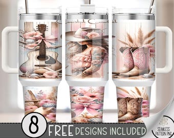Coastal Cowgirl 40oz Tumbler Wrap, Cowgirl Tumbler Sublimation Design, Western 40oz Quencher Tumbler Wrap PNG,Beach Cowgirl Boots File, A154