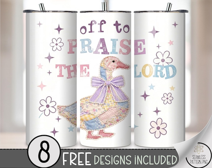 Patchwork Duck 20 oz Tumbler Wrap, Faith Sublimation Design for Straight Tumblers, Pastel PNG Files, Digital Download, B10239