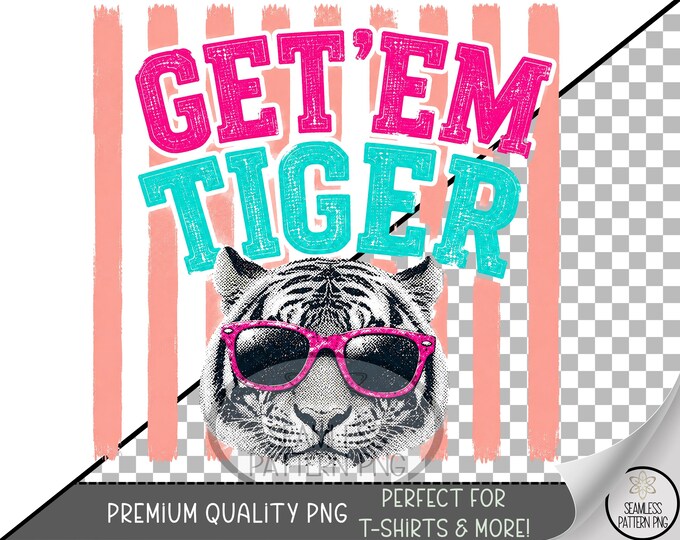 Tiger Sublimation Design, White Tiger UV DTF Graphic, Retro Animal Clip Art, Digital Download, B10385