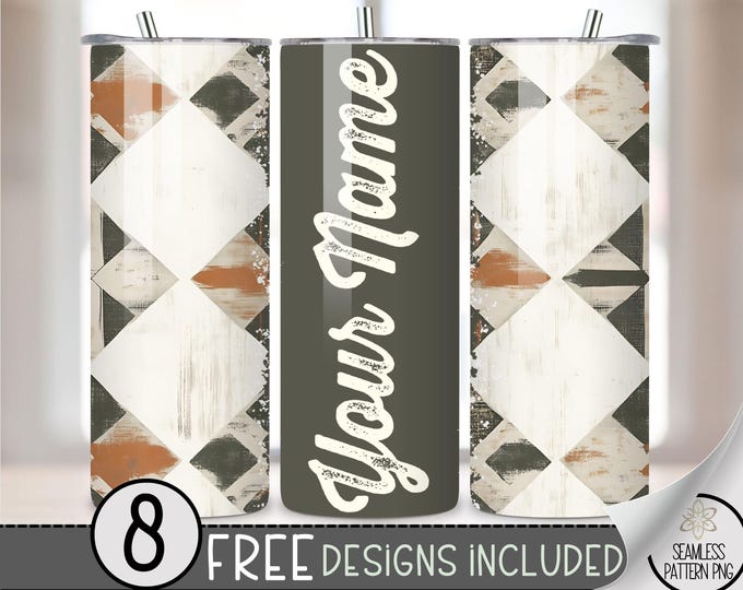 Aztec Tumbler Wrap, Personalize Add Your Name Design, 20 Oz Sublimation Tumbler Design Seamless File, Faded Southwestern Tumbler PNG