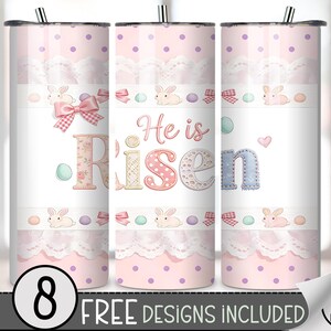 He Is Risen PNG, Easter 20 oz Tumbler Wrap, Cute Sublimation Design For Straight Tumblers, Grannycore File, B870