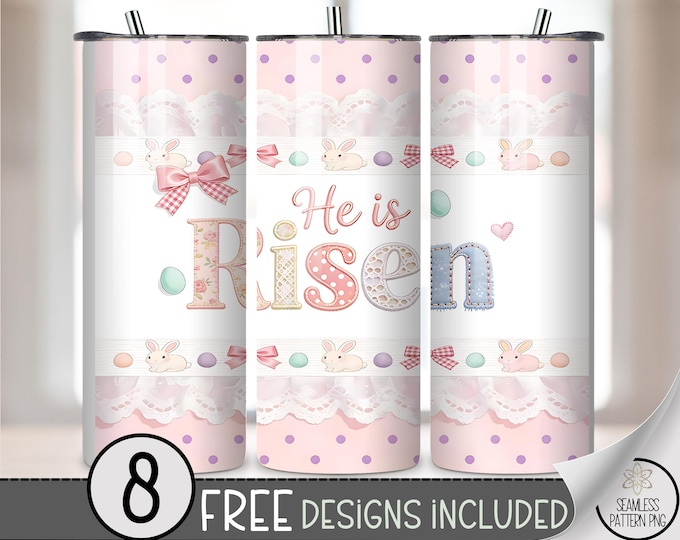 He Is Risen PNG, Easter 20 oz Tumbler Wrap, Cute Sublimation Design For Straight Tumblers, Grannycore File, B870