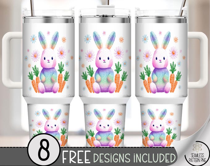 Easter Bunny Png 40 Oz Tumbler Wrap, Spring Bunny Sublimation Design, Digital Download, B10002