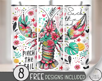 Crawfish Boil Season Seasoning PNG 20 oz Tumbler Design Crawdad Preppy Pinch Peel Eat Repeat Sack Suck The Head Tail 20oz Straight Wrap A218