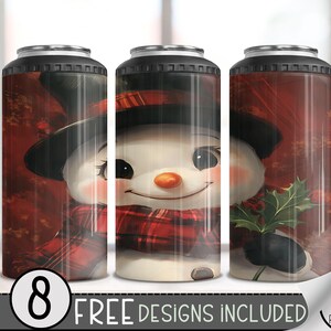 Snowman 4 In 1 Can Cooler Tumbler Wrap, Xmas Sublimation Design, Winter 16 Oz Slim, Cute Christmas File 16 Oz Can Cooler Sublimation Design