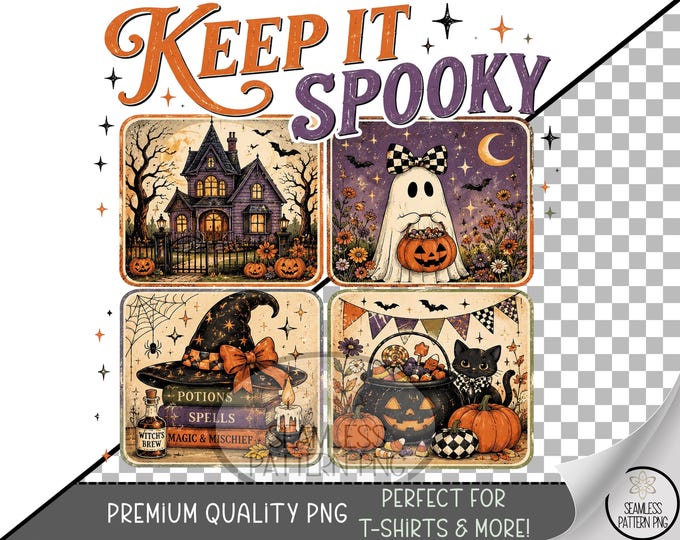 Halloween Sublimation Design, Keep It Spooky UV DTF Graphic, Festive Clip Art, Digital Download, B10421