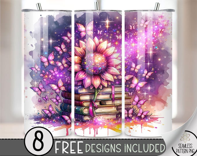 Sparkly Sunflower Tumbler Wrap, Neon Floral 20oz Skinny Tumbler Sublimation Design, Seamless Glitter Sunflowers Tumbler Wrap File PNG