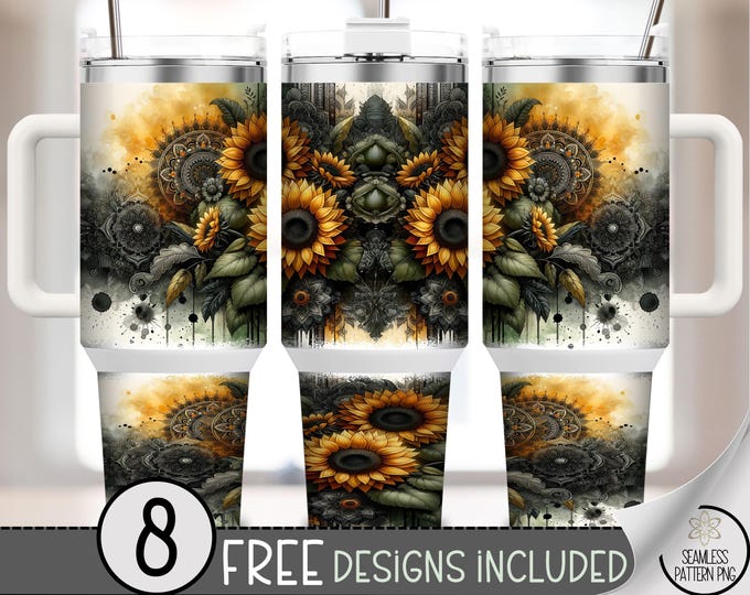 Boujee Sunflower 40 oz Tumbler Wrap, Floral Sublimation Design, Digital Download, A717