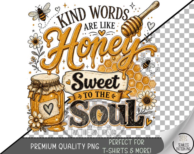 Honey Quote Sublimation Design, Sweet Typography UV DTF Graphic, Bee Clip Art, Digital Download, B10196