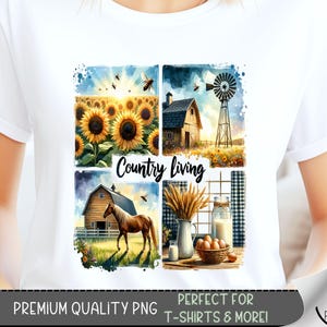 Country Living T-Shirt Design, Cow Southern PNG, Horse Sweatshirt PNG, Watercolor Cowboy Art, Christian Sublimation Designs for Shirts, A92