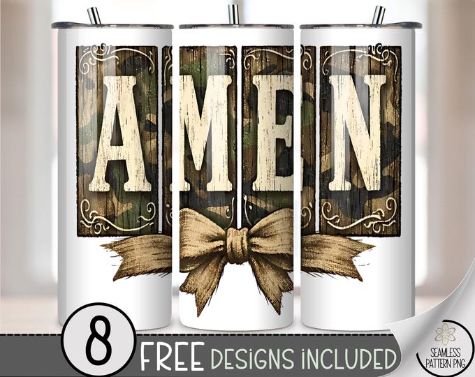 Amen PNG, 20 Oz Tumbler Wrap, Rustic Sublimation Design, Digital Download, B10004