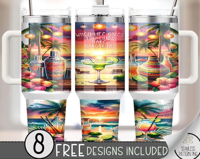 Margarita 40 oz Tumbler Wrap, Funny Beach Cup, Tequila Tumbler Sublimation Design, Celestial 40oz Quencher Tumbler Wrap for Summer BBQs A105