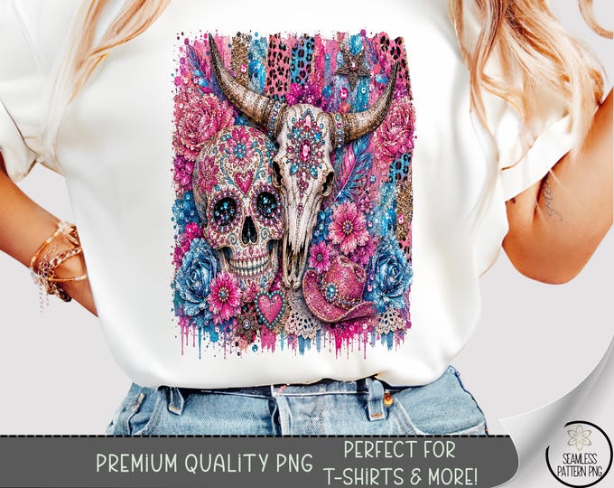 Dia de los Muertos Sugar Skull T-shirt PNG, Sublimation Design, Digital Download, B10506