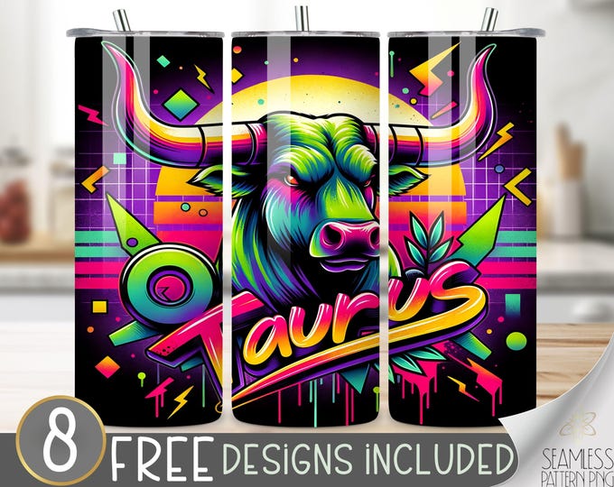 Airbrush Zodiac Tumbler Wrap, Taurus 20 Oz Skinny Tumbler Sublimation Design Astrology Sign, Zodiac Signs Tumbler PNG, Astrology Tumbler