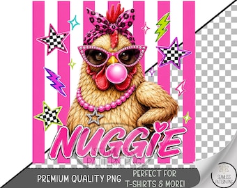 Sassy Chicken Sublimation Design, Glam Hen UV DTF Graphic, Kitschy Clip Art, Digital Download, B10321