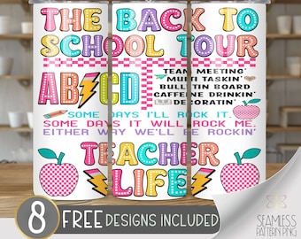 The back to school tour png,back to school tumbler wrap png,back to school sublimation,teacher Png,retro teacher png,school doodles png