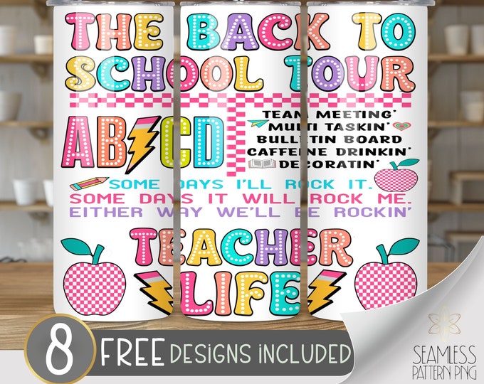 The back to school tour png,back to school tumbler wrap png,back to school sublimation,teacher Png,retro teacher png,school doodles png