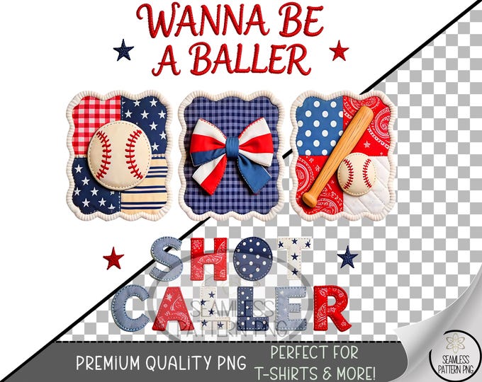 Baseball Sublimation Design, Shotcaller UV DTF Graphic, Sport Clip Art, Americana Digital Download, Patriotic PNG B10098