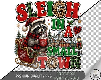 Christmas Raccoon Sublimation Design, Holiday Animal UV DTF Graphic, Digital Download, B10502