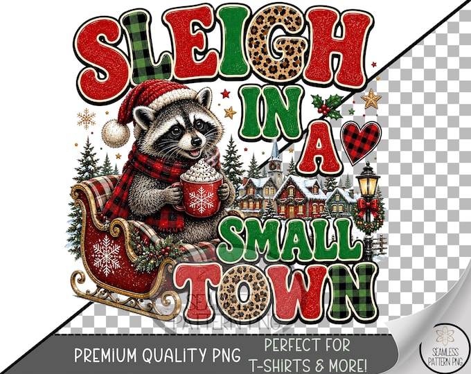 Christmas Raccoon Sublimation Design, Holiday Animal UV DTF Graphic, Digital Download, B10502