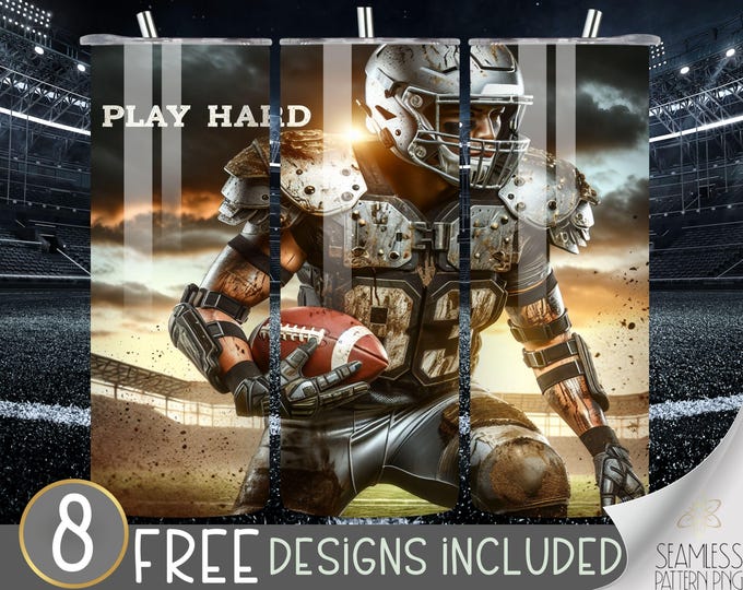 Football play hard tumbler wrap, game day vibes 20 oz skinny tumbler sublimation, football tumbler design, tumbler wrap for guys, muddy PNG