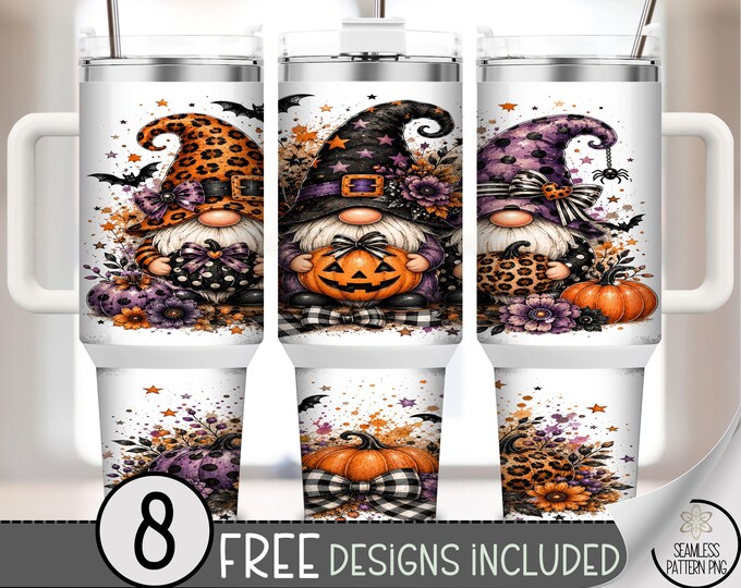 Halloween Gnomes 40oz Tumbler Wrap, Spooky Cute Sublimation Design, Digital Download, B10480