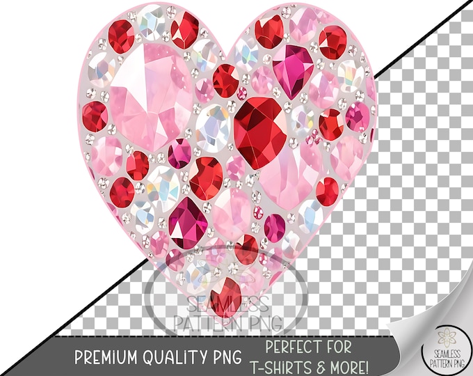 Gemstone Heart UV DTF Sub PNG, Crystal Design, Digital Download for Sublimation, Lovely Valentine, B787