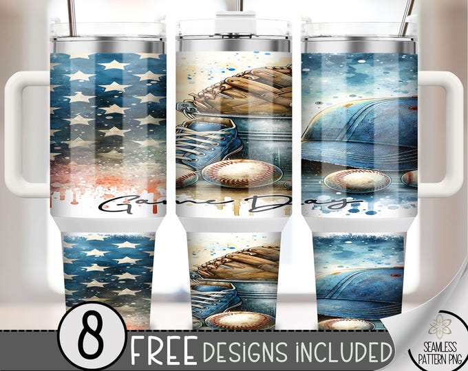 Baseball 40oz Tumbler Wrap, Cute Sport 40 OZ Sublimation Design, Game Day 40oz Quencher Tumbler File,Brushstroke Baseball Tumbler Wrap, A149