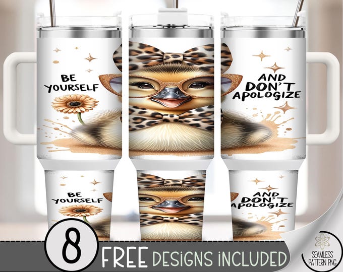 Sassy 40 oz tumbler wrap: Cute Duck Sublimation Design, Empowering PNG Files, Modern 40oz Tumbler Design, A485