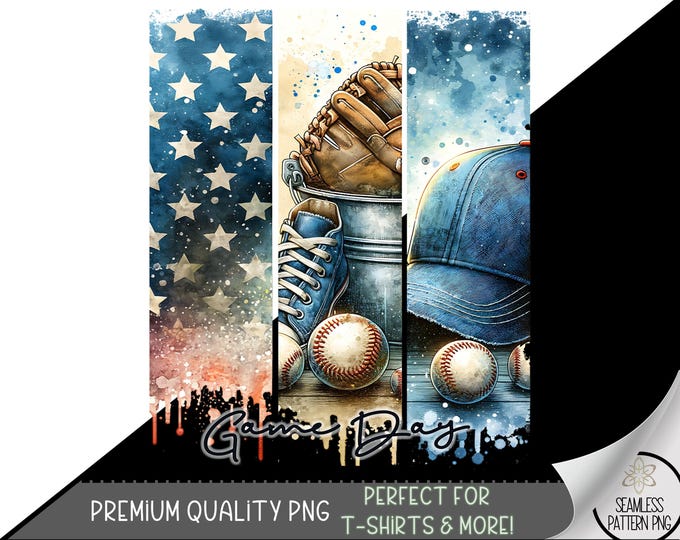 Baseball Png, Game Day Baseball PNG, Vintage Flag Png, Baseball Dad Png, Baseball Mom Png, Brushstroke Baseball Png, USA Flag Design, A149