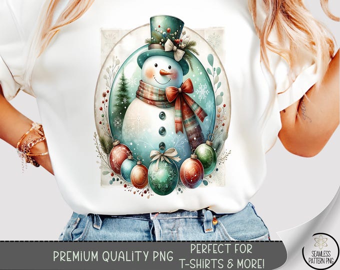 Vintage Snowman T-shirt PNG, Xmas Sublimation Design, Christmas Snowman DTF Shirt Graphic, Cheerful TShirt File, A552