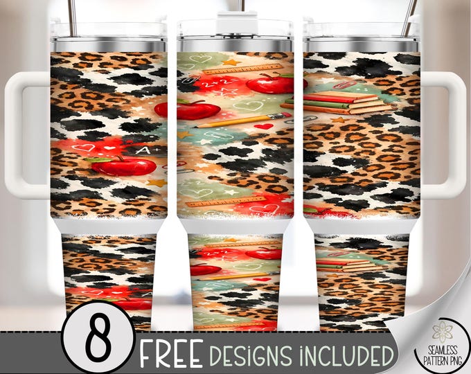 Teacher Tumbler Wrap PNG, Teacher Themed 40 Oz Tumbler Wrap, School Sublimation Design, Digital Download, B10050