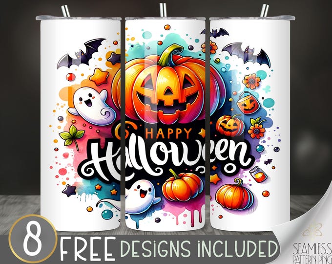 PG Funny Tumbler Wrap, Pumpkin 20 oz Skinny Sublimation PNG Design, Whimsical & Cute Spooky Vibes, Family Friendly Halloween Tumbler Wrap