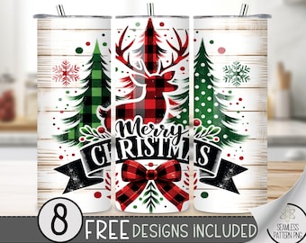 Christmas Deer Tumbler Wrap, Reindeer Sublimation Tumbler Wrap,Xmas 20Oz Sublimation Wrap, Seamless Sublimation Design,Christmas Tumbler PNG