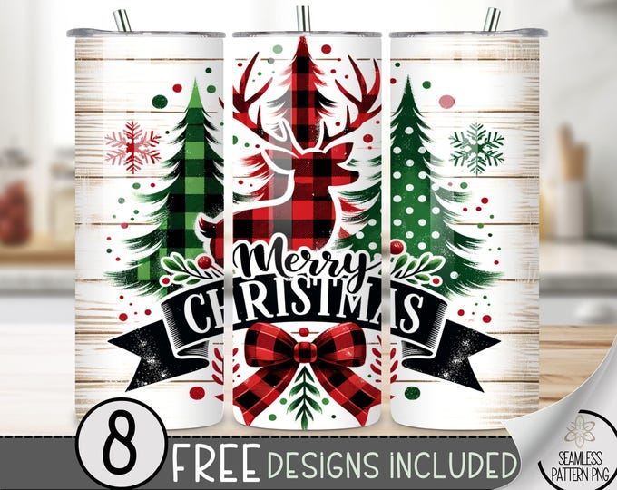 Christmas Deer Tumbler Wrap, Reindeer Sublimation Tumbler Wrap,Xmas 20Oz Sublimation Wrap, Seamless Sublimation Design,Christmas Tumbler PNG