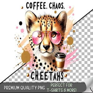 Funny Cheetah PNG, Coffee Sublimation Designs, Silly Summer Aesthetic Png, Jungle Animal Png, Instant Digital Download, Boho Cheetah A222