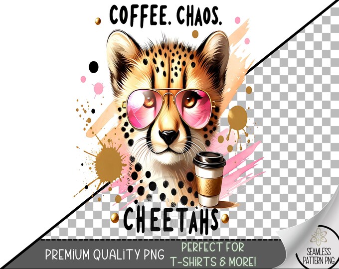 Funny Cheetah PNG, Coffee Sublimation Designs, Silly Summer Aesthetic Png, Jungle Animal Png, Instant Digital Download, Boho Cheetah A222
