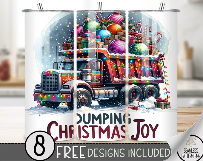 Construction Tumbler Wrap PNG, Christmas Tumbler Wrap, Truck Sublimation Design, Xmas Holiday PNG Tumbler File, Funny Digital Download
