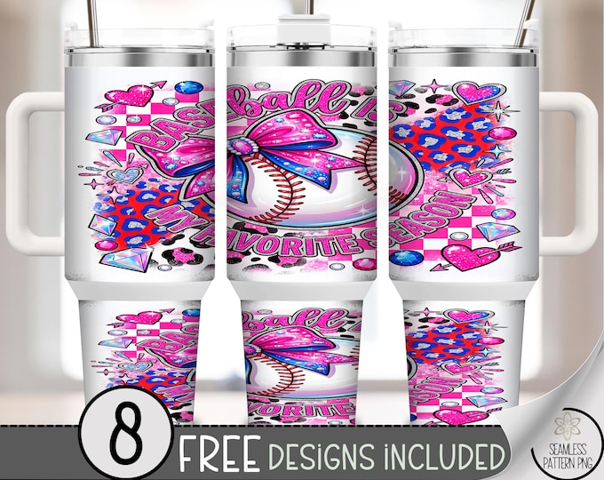 Baseball 40 oz Tumbler Wrap, Coquette Baseball Sublimation Design, Moms Baseball 40oz Tumbler File, B10059