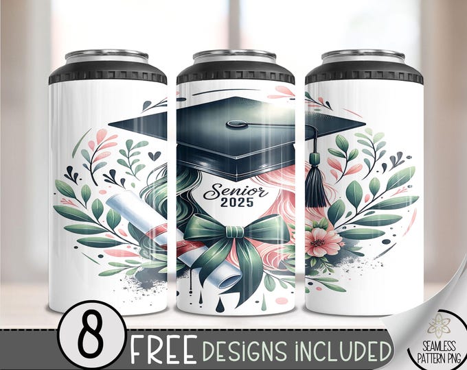 Class of 2025 4 in 1 Can Cooler Wrap, Senior 4in1 Tumbler PNG, Graduation 16 Oz Can Cooler Sublimation Design, Diploma Hard Can Design, A130